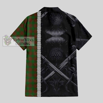 Menzies Tartan Hawaiian Shirt with Family Crest Cross Sword Thistle Celtic Vibes - Tartan Vibes Clothing