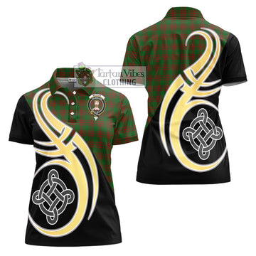 Menzies Tartan Women's Polo Shirt with Family Crest and Celtic Symbol Style - Tartan Vibes Clothing