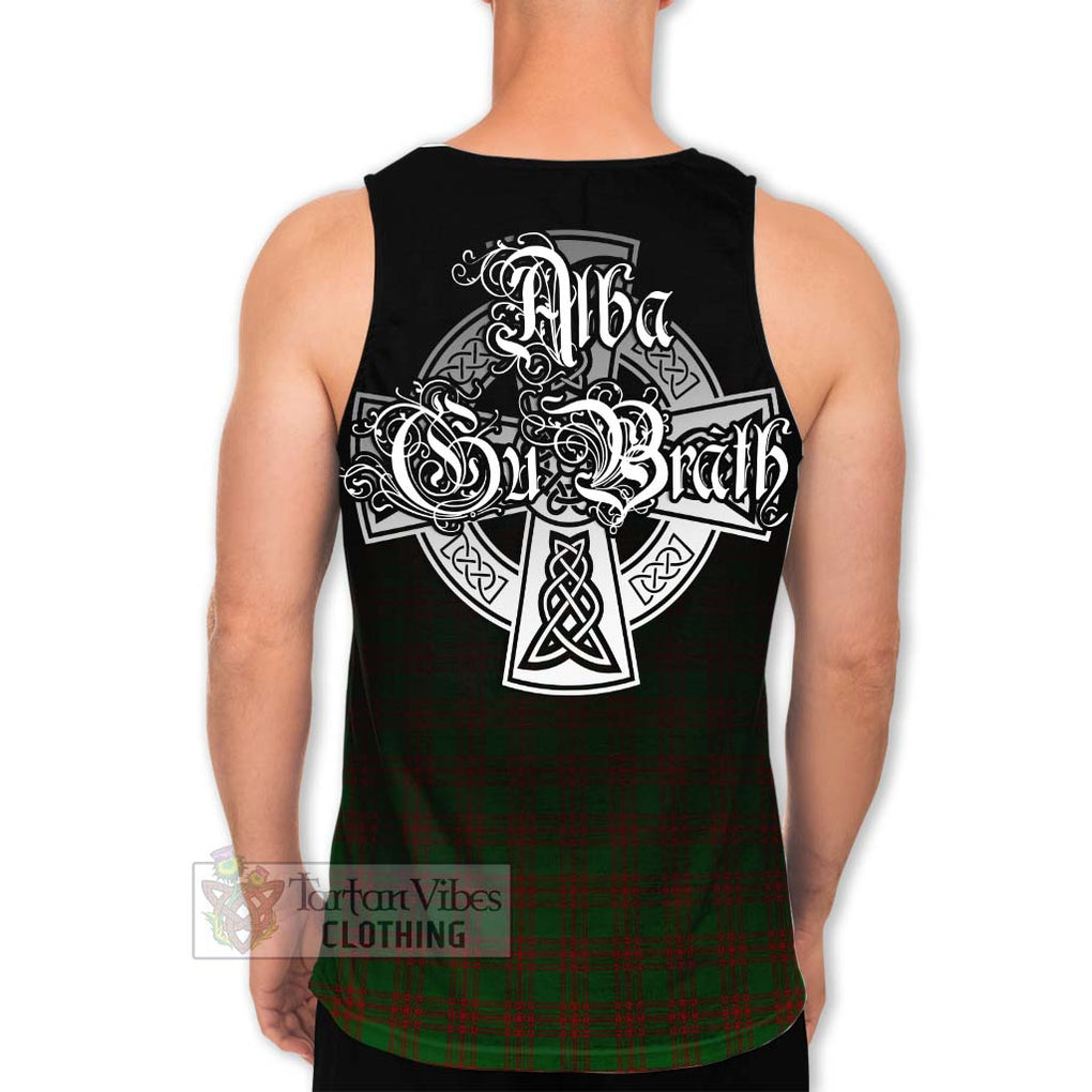 Tartan Vibes Clothing Menzies Tartan Men's Tank Top Featuring Alba Gu Brath Family Crest Celtic Inspired