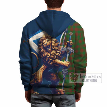 Menzies Tartan Family Crest Hoodie with Scottish Majestic Lion - Tartan Vibes Clothing