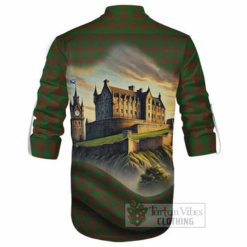 Menzies Tartan Family Crest Ghillie Kilt Shirt with Scottish Ancient Castle Style - Tartan Vibes Clothing