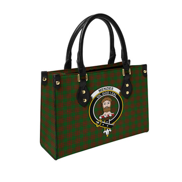 Menzies Tartan Leather Bag with Family Crest