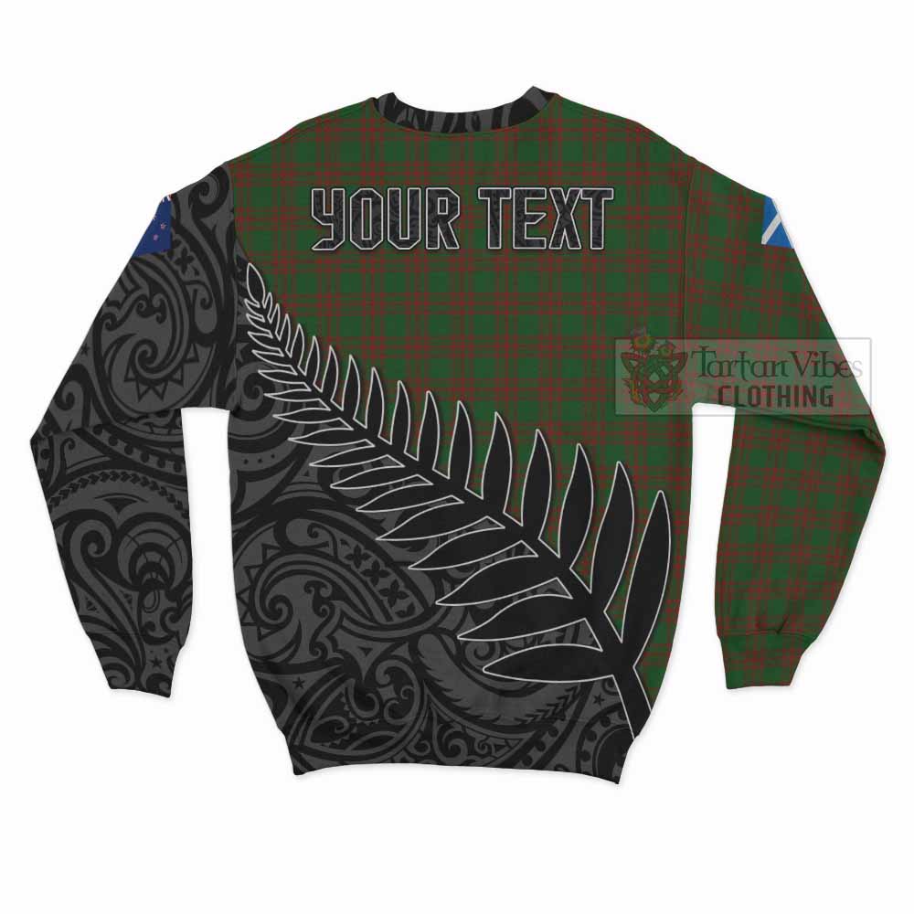 Menzies Crest Tartan Sweatshirt with New Zealand Silver Fern Half Style - Tartan Vibes Clothing