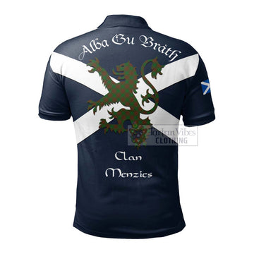 Menzies Tartan Lion Rampant Polo Shirt Proudly Display Your Heritage with Alba Gu Brath and Clan Name - Tartan Vibes Clothing