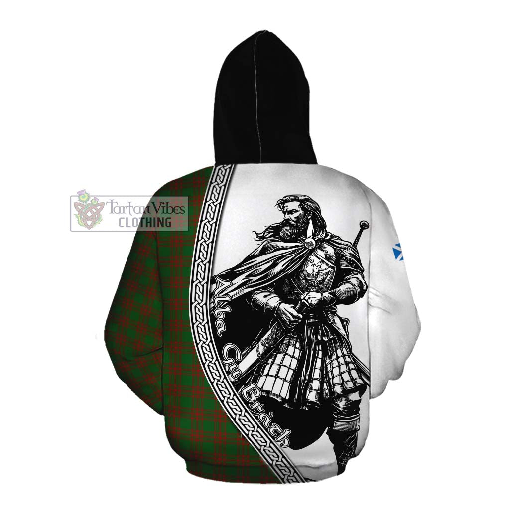 Menzies Tartan Clan Crest Cotton Hoodie with Highlander Warrior Celtic Style Pullover Hoodie - Tartan Vibes Clothing