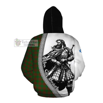 Menzies Tartan Clan Crest Cotton Hoodie with Highlander Warrior Celtic Style Pullover Hoodie - Tartan Vibes Clothing