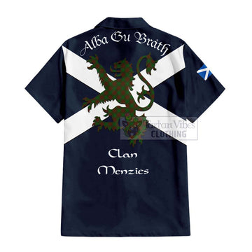 Menzies Tartan Lion Rampant Hawaiian Shirt Proudly Display Your Heritage with Alba Gu Brath and Clan Name - Tartan Vibes Clothing