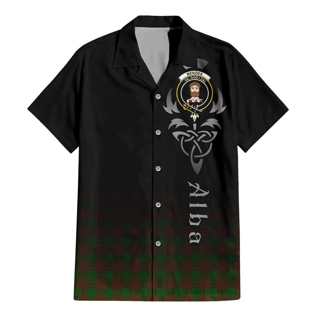 Menzies Tartan Hawaiian Shirt Shirt Featuring Alba Gu Brath Family Crest Celtic Inspired - Tartan Vibes Clothing
