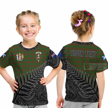Tartan Vibes Clothing Menzies Crest Tartan Kid T-Shirt with New Zealand Silver Fern Half Style