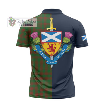 Menzies Tartan Zipper Polo Shirt Alba with Scottish Lion Royal Arm Half Style - Tartan Vibes Clothing