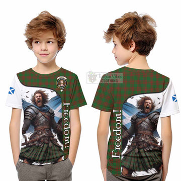 Menzies Crest Tartan Kid T-Shirt Inspired by the Freedom of Scottish Warrior - Tartan Vibes Clothing