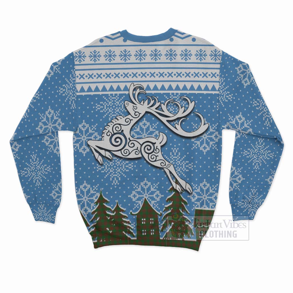 Menzies Clan Christmas Sweatshirt Celtic Reindeer Style - Tartan Vibes Clothing