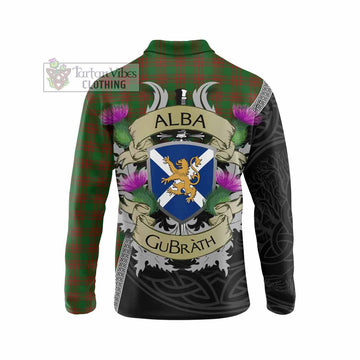 Menzies Tartan Family Crest Long Sleeve Polo Shirt Lion Rampant Royal Thistle Shield Celtic Inspired - Tartan Vibes Clothing