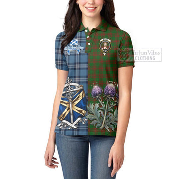 Menzies Tartan Women's Polo Shirt Happy St. Andrew's Day Half Tartan Style - Tartan Vibes Clothing
