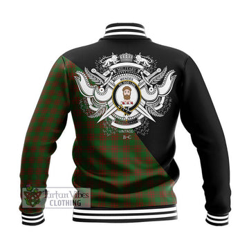 Menzies Tartan Baseball Jacket with Family Crest and Military Logo Style - Tartan Vibes Clothing