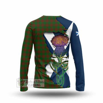 Tartan Vibes Clothing Menzies Tartan Family Crest Long Sleeve T-Shirt Scottish Thistle Celtic Inspired
