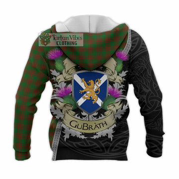 Menzies Tartan Family Crest Knitted Hoodie Lion Rampant Royal Thistle Shield Celtic Inspired