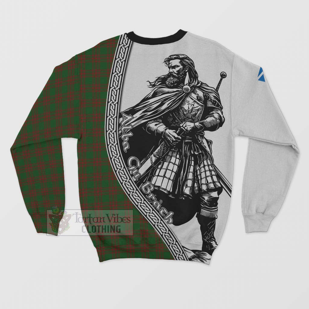 Menzies Tartan Clan Crest Sweatshirt with Highlander Warrior Celtic Style - Tartan Vibes Clothing