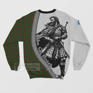 Menzies Tartan Clan Crest Sweatshirt with Highlander Warrior Celtic Style