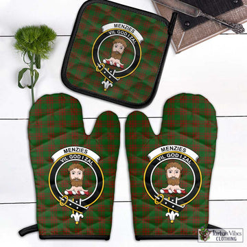 Menzies Tartan Combo Oven Mitt & Pot-Holder with Family Crest - Tartan Vibes Clothing
