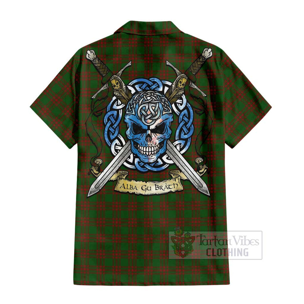 Menzies Tartan Hawaiian Shirt with Family Crest Celtic Skull Style - Tartan Vibes Clothing