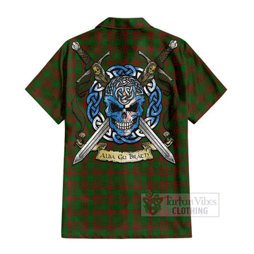 Menzies Tartan Hawaiian Shirt with Family Crest Celtic Skull Style - Tartan Vibes Clothing