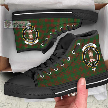 Menzies Tartan High Top Shoes with Family Crest - Tartan Vibes Clothing