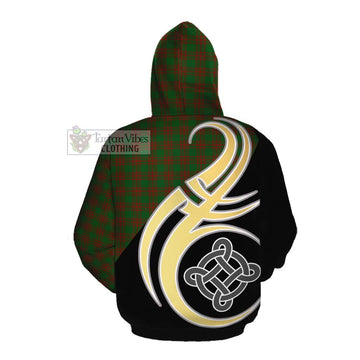 Menzies Tartan Cotton Hoodie with Family Crest and Celtic Symbol Style Pullover Hoodie - Tartan Vibes Clothing