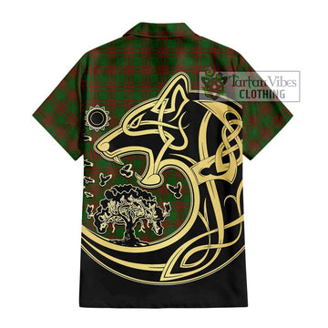 Menzies Tartan Hawaiian Shirt with Family Crest Celtic Wolf Style - Tartan Vibes Clothing
