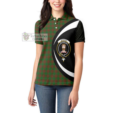 Menzies Tartan Women's Polo Shirt with Family Crest Circle Style - Tartan Vibes Clothing