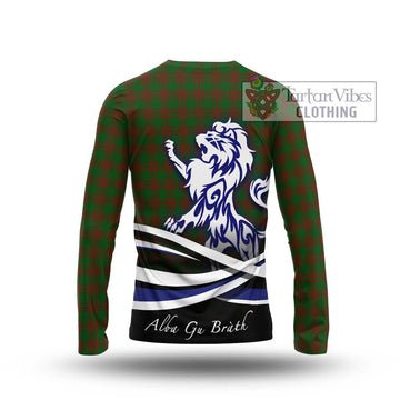 Menzies Tartan Long Sleeve T-Shirt with Alba Gu Brath Regal Lion Emblem - Tartan Vibes Clothing