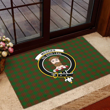 Menzies Tartan Rubber Doormat with Family Crest