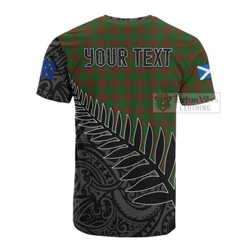 Tartan Vibes Clothing Menzies Crest Tartan Cotton T-shirt with New Zealand Silver Fern Half Style