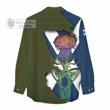 Tartan Vibes Clothing Menzies Tartan Family Crest Women's Casual Shirt Scottish Thistle Celtic Inspired
