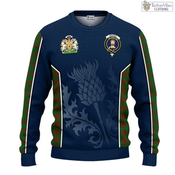 Menzies Tartan Knitted Sweatshirt with Family Crest and Scottish Thistle Vibes Sport Style
