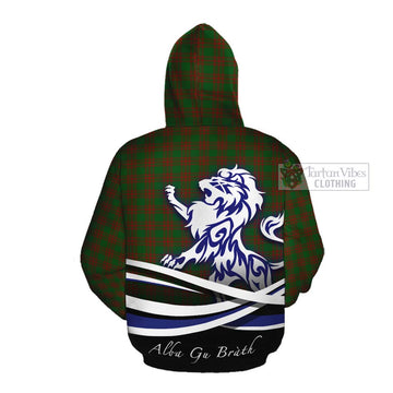 Menzies Tartan Cotton Hoodie with Alba Gu Brath Regal Lion Emblem Pullover Hoodie - Tartan Vibes Clothing