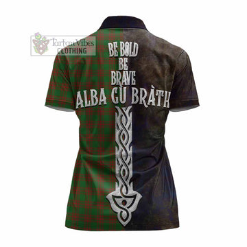 Menzies Tartan Family Crest Women's Polo Shirt Alba Gu Brath Be Brave Lion Ancient Style - Tartan Vibes Clothing
