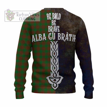 Menzies Tartan Family Crest Knitted Sweater Alba Gu Brath Be Brave Lion Ancient Style - Tartan Vibes Clothing