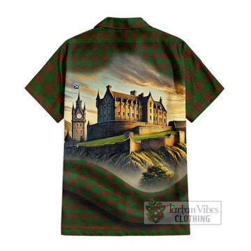 Menzies Tartan Family Crest Hawaiian Shirt with Scottish Ancient Castle Style - Tartan Vibes Clothing