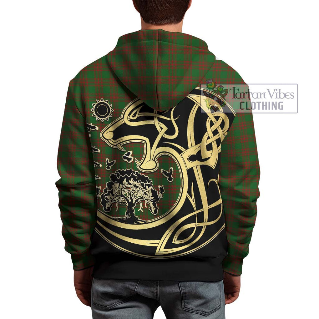 Menzies Tartan Hoodie with Family Crest Celtic Wolf Style - Tartan Vibes Clothing