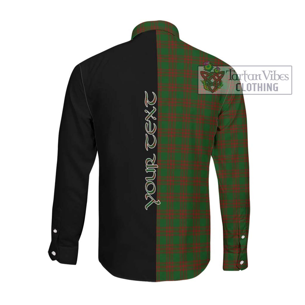 Menzies Tartan Long Sleeve Button Shirt with Family Crest and Half Of Me Style Men's Shirt - Tartanvibesclothing Shop