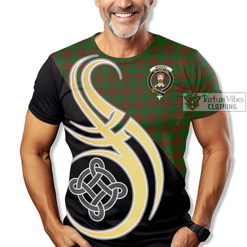 Menzies Tartan T-Shirt with Family Crest and Celtic Symbol Style - Tartan Vibes Clothing