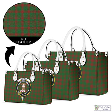 Tartan Vibes Clothing Menzies Tartan Luxury Leather Handbags with Family Crest