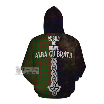 Tartan Vibes Clothing Menzies Tartan Family Crest Cotton Hoodie Alba Gu Brath Be Brave Lion Ancient Style