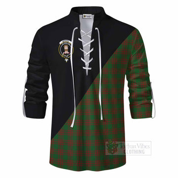 Menzies Tartan Ghillie Kilt Shirt with Family Crest and Military Logo Style - Tartan Vibes Clothing