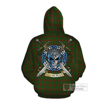 Menzies Tartan Cotton Hoodie with Family Crest Celtic Skull Style Pullover Hoodie - Tartan Vibes Clothing
