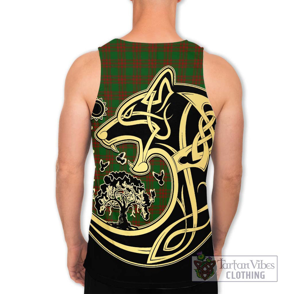 Menzies Tartan Men's Tank Top with Family Crest Celtic Wolf Style - Tartan Vibes Clothing