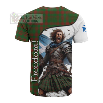 Menzies Crest Tartan Cotton T-shirt Inspired by the Freedom of Scottish Warrior - Tartan Vibes Clothing