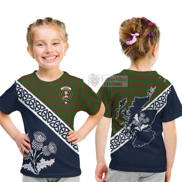 Menzies Tartan Kid T-Shirt Featuring Thistle and Scotland Map - Tartan Vibes Clothing
