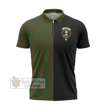 Menzies Tartan Zipper Polo Shirt with Family Crest and Half Of Me Style - Tartan Vibes Clothing